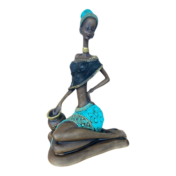 Estátua Africana Sentada Vaso