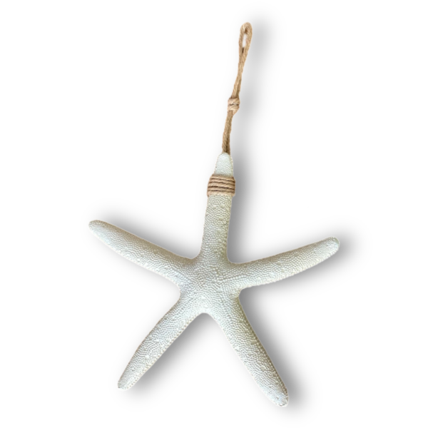 Estrela Decorativa De Parede Bege em Resina 23 Cm