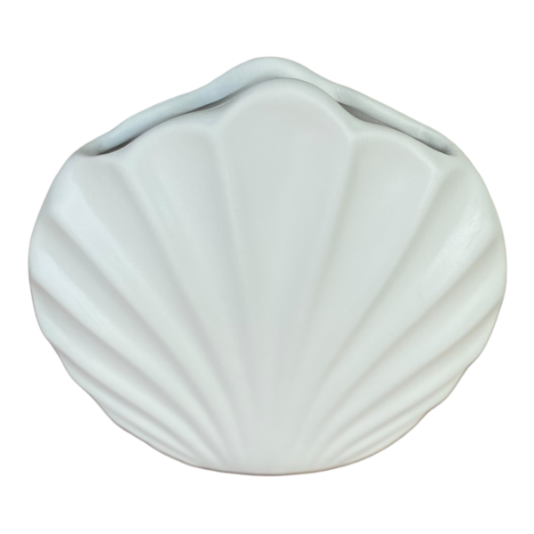 Vaso Decorativo Concha Modern Branco em Ceramica