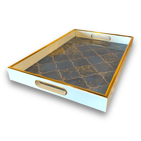 Bandeja Retangular c/ vidro PQ 26 x 40 x 5cm