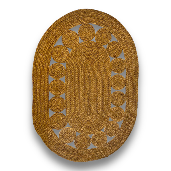 Tapete Fibra Natural Corda Oval Vazado 100 x 70cm