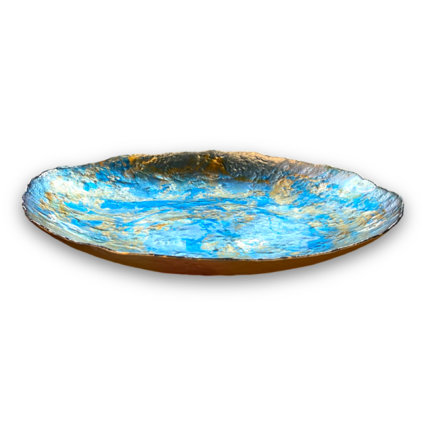 Centro de Mesa Vidro Azul/Dourado 40cm - Image 2